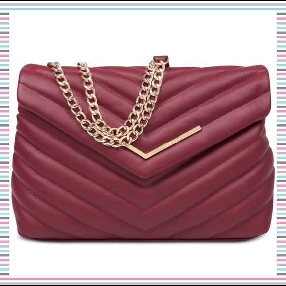 Nine West Handbags - NINE WEST CLARET GOLD CHAIN/LEATHER STRAP …